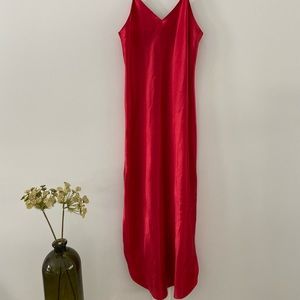 vintage long red slip dress